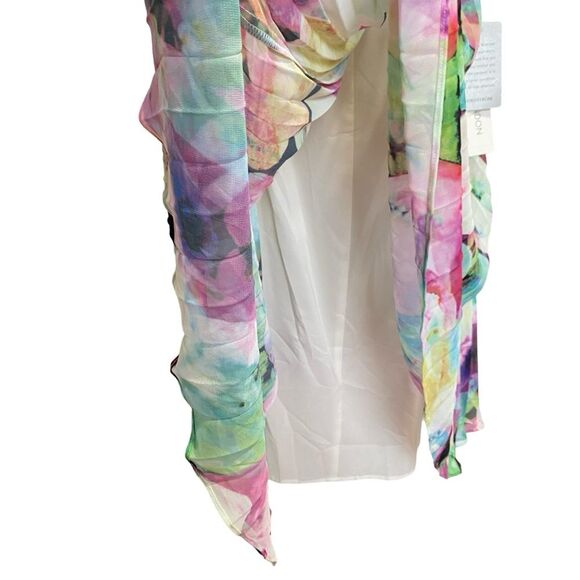 Maggy London Pleated Watercolor Chiffon Trapeze Halter Neck Dress Lined Sz 8 NWT - Picture 7 of 11